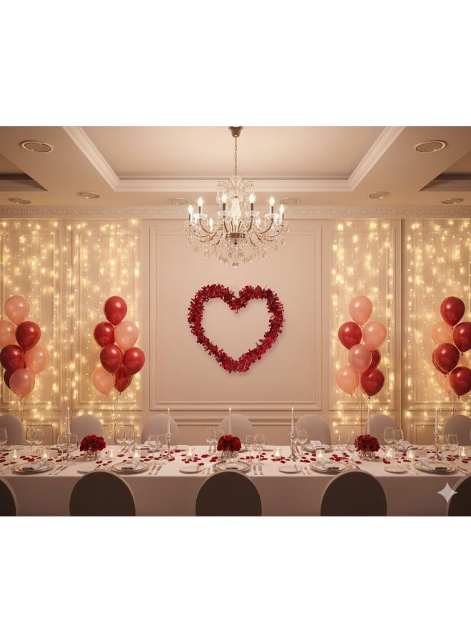 Toyland 35 CM Red Heart Wreath Decorative Hanging – Shiny Tinsel Love Heart for Valentine’s Day, Wedding & Party Décor - Image 3